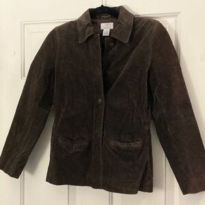 Ann Taylor LOFT Dark Brown Suede Leather Jacket size XSP